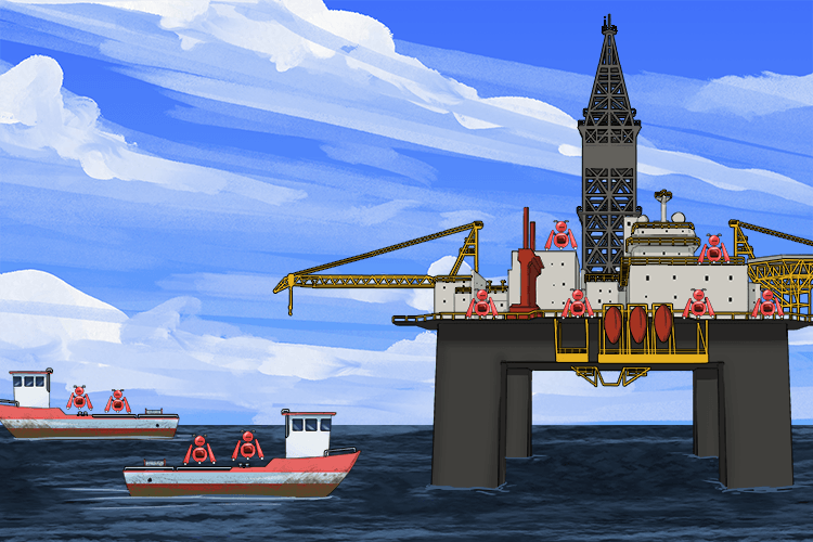 Think OILRIG. See an oil rig covered with electrons who arrive and leave the oil rig to keep it going